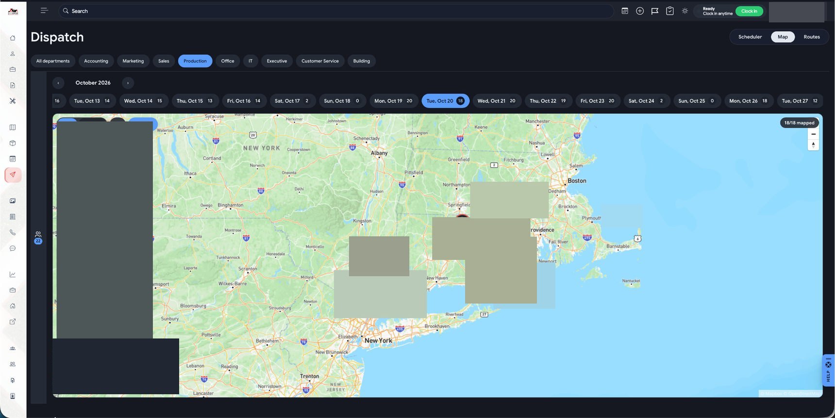 A unified dispatch experience for crews and appointments across regions.